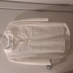 💥2/$20 Linen-Cotton Blend White Pullover Shirt